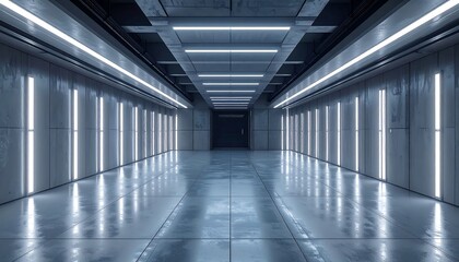 Futuristic Corridor - Illuminated Passage with Sleek Design and Modern Architecture.