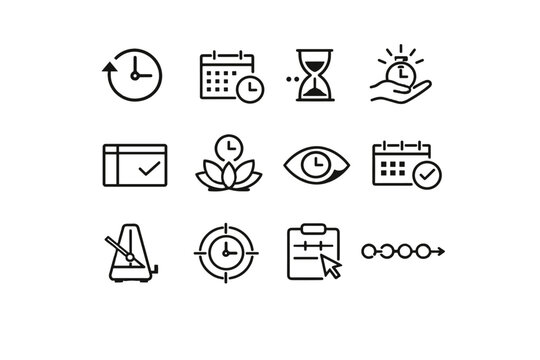Icons icon trigger time based mindful vector window scheduling automation execution step