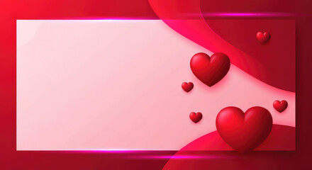 Pink Copy Space for Text with Floating Heart Decoration.