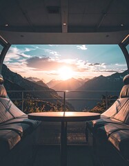 Mountain View Retreat - A Serene Balcony at Sunset.