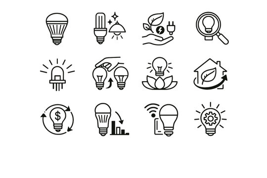 Consumption clarity modern cue energy vector icon use lighting efficient upgrade