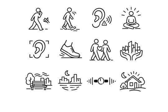 Urban keep noise sidewalk icon street awareness vector respectful peaceful courtesy icons