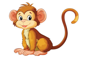 Obraz premium Adorable Cartoon Cute Monkey on White Background Vector with Outline