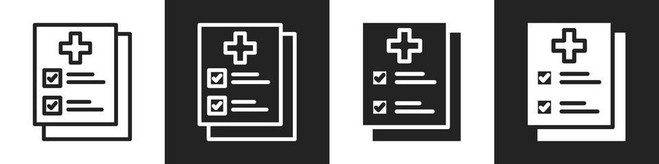 Obraz premium Medical Report Line And Solid Icon In White And Black Background