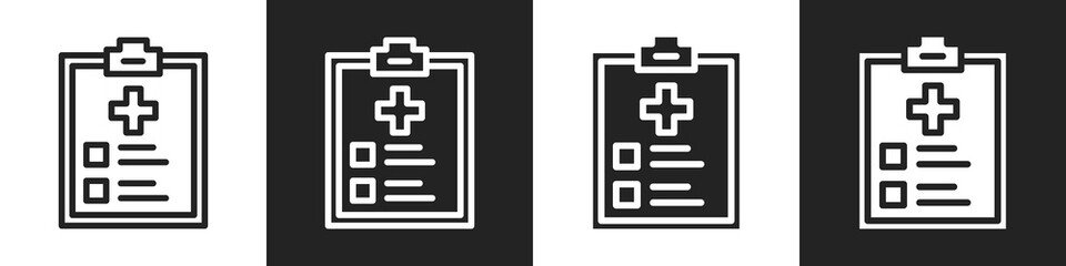 Obraz premium Medical Checkup Line And Solid Icon In White And Black Background