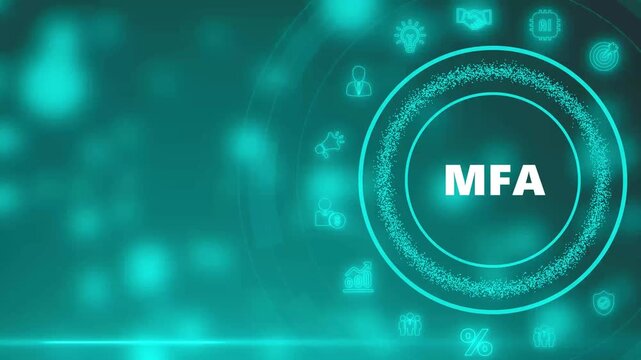 Digital MFA Concept with Futuristic Glowing Icons and Data Network Background multifactor authentication