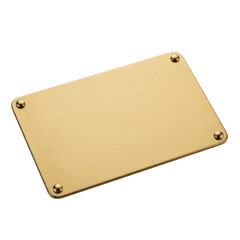 Fototapeta premium Gold-colored metal plate with screws isolated on transparent background