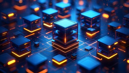 Technology background abstract science big data analysing neural network artificial intelligence futuristic electronic circuit board 3d rendering.