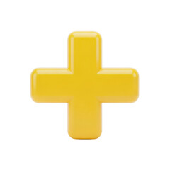 Fototapeta premium Bright yellow plus sign isolated on transparent background