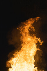 fire flame vertical big at night