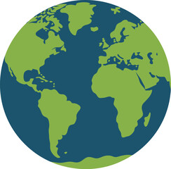 Obraz premium Stylized Planet Earth Illustration Depicting Continents and Oceans, Symbolizing Global Connectivity and Environmental Awareness