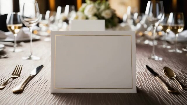 Elegant table setup for dining event in upscale restaurant with floral decoration and fine glassware