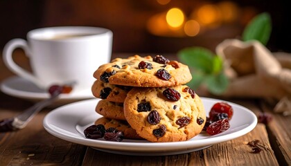 Delicious Chocolate Chip Cookies with Tea - A Cozy Treat.