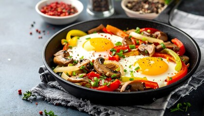 Delicious Egg and Vegetable Skillet - A Healthy and Colorful Breakfast.