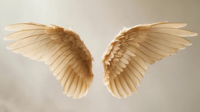 Wings in soft light above a plain background showcasing details and shapes at various angles