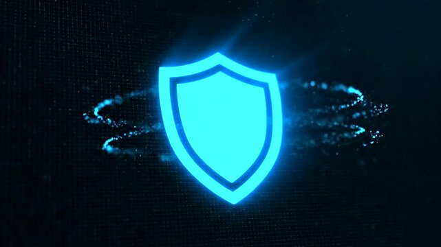 Glowing blue shield symbolizing protection and security.