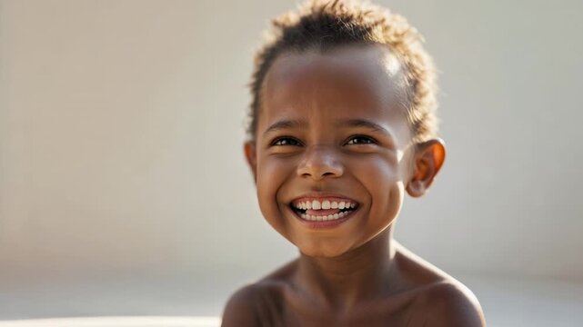 Smiling child enjoys playtime in sunny outdoor space on a warm afternoon