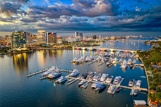 aerial view of West Palm Beach and Royal Park Bridge