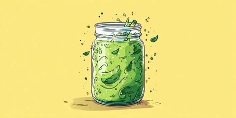 Homemade Cucumber Pickles in a Glass Jar