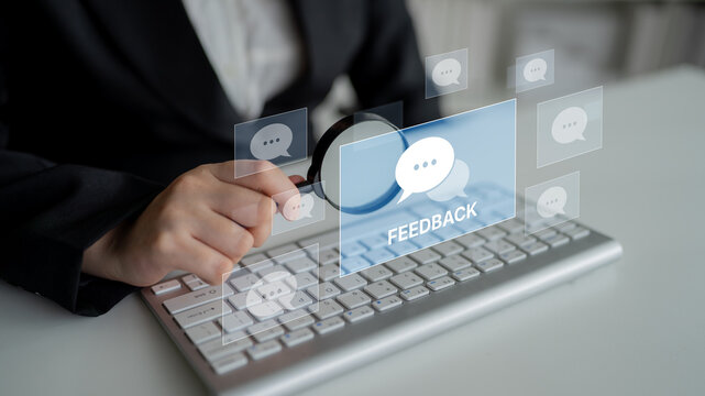 Customer or business team feedback system highlighting comments, opinions, evaluations, reviews, and suggestions from users to improve services, communication, and product quality idea insight Latch
