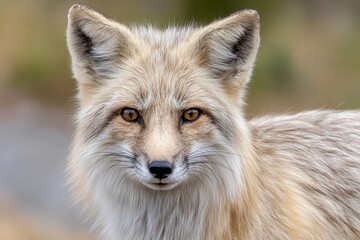 Fototapeta premium Wild fox stands still in the open field at twilight