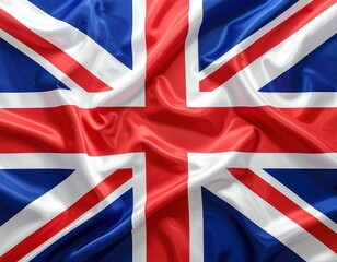 Union Jack Flag of the United Kingdom with Fabric Texture and Visible Folds