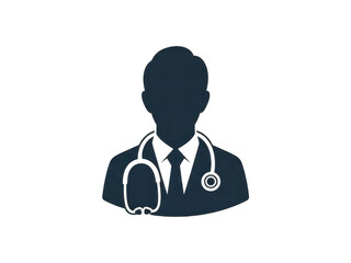 A silhouette of a doctor wearing a stethoscope on a transparent background
