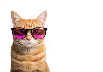 A cat wearing sunglasses isolated on transparent background