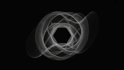Abstract White Swirling Shapes in Futuristic Dark Background with Dramatic Lighting for Technology Design