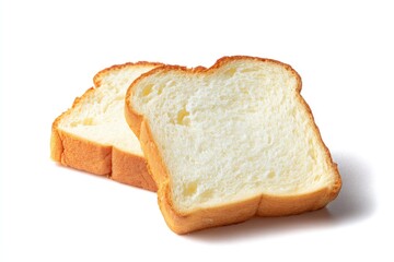 Freshly baked bread slices isolated on white background for food concepts