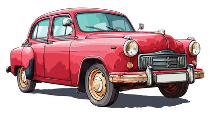 Fun Cartoon Style Car Clipart: Playful Vector Illustration with Outline for Creative Projects