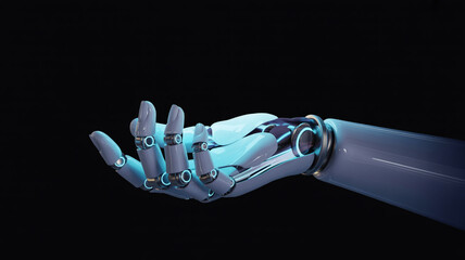 Robotic Hand Futuristic Blue Lighting Metallic Texture for Technology Advertising