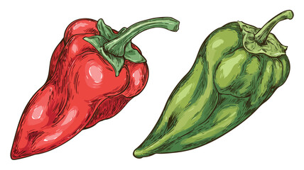 Delicious Chiles en Nogada Mexican Food Cartoon Style Vector Illustration