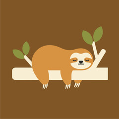 Cute Sloth Sleeping Peacefully on a Tree Branch