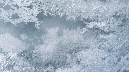 Frozen Ice and Snow Texture Background Winter Abstract Surface Natural Cold Pattern White Blue Frost Detail Macro Close Up