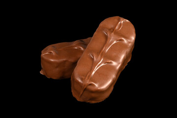 Two chocolate bars with a leaf on top