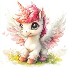 Cute unicorn character design. Print on a T-shirt or stickers.