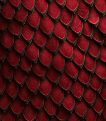 Detailed close-up texture of vibrant, overlapping crimson dragon scales creating a protective pattern