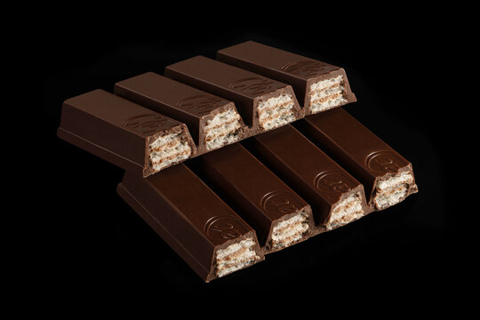 A stack of kit kat chocolate bars