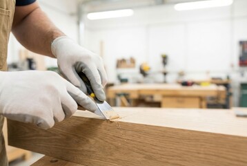 Skilled worker shapes wood in a workshop using a hand tool during a busy day of crafting and creating new projects with precision and care