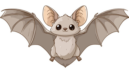 Adorable Bat Cartoon Vector Illustration Isolated on White Background