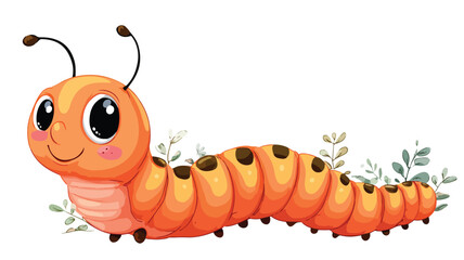 Cute Caterpillar Cartoon on White Background Vector Illustration