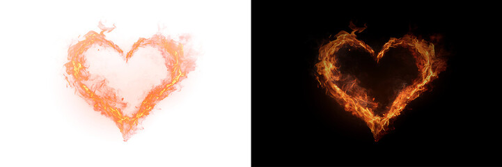 Fire Heart Shape for visual overlay with Sparks and Flame Transparent PNG element