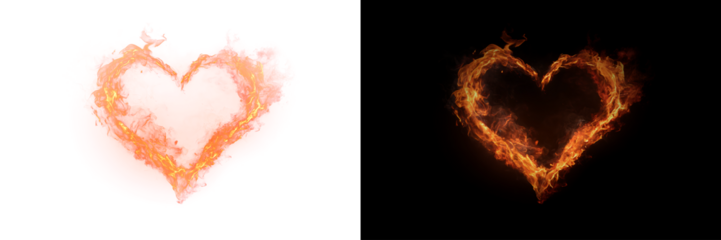 Fire Heart Shape for visual overlay with Sparks and Flame Transparent PNG element
