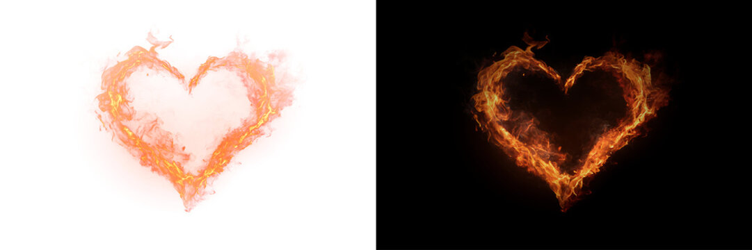 Fire Heart Shape for visual overlay with Sparks and Flame Transparent PNG element