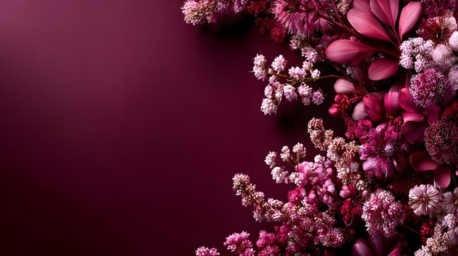 高級フラワーフレーム背景（メッセージ余白・ボルドー）