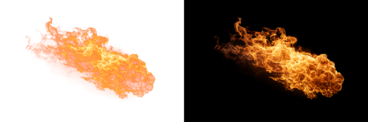 Flying fire trail isolated PNG for visual overlay with sparks 