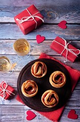 Sausage roses puff pastry for Valentine's day holiday