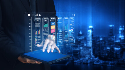 A weekly business performance report and analytics dashboard. A concept for tracking trends, KPIs, financial data, and insights over time. Motif