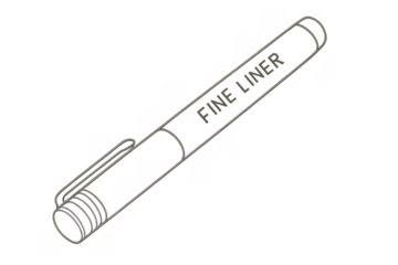 Fineliner drawing tool outline with transparent background